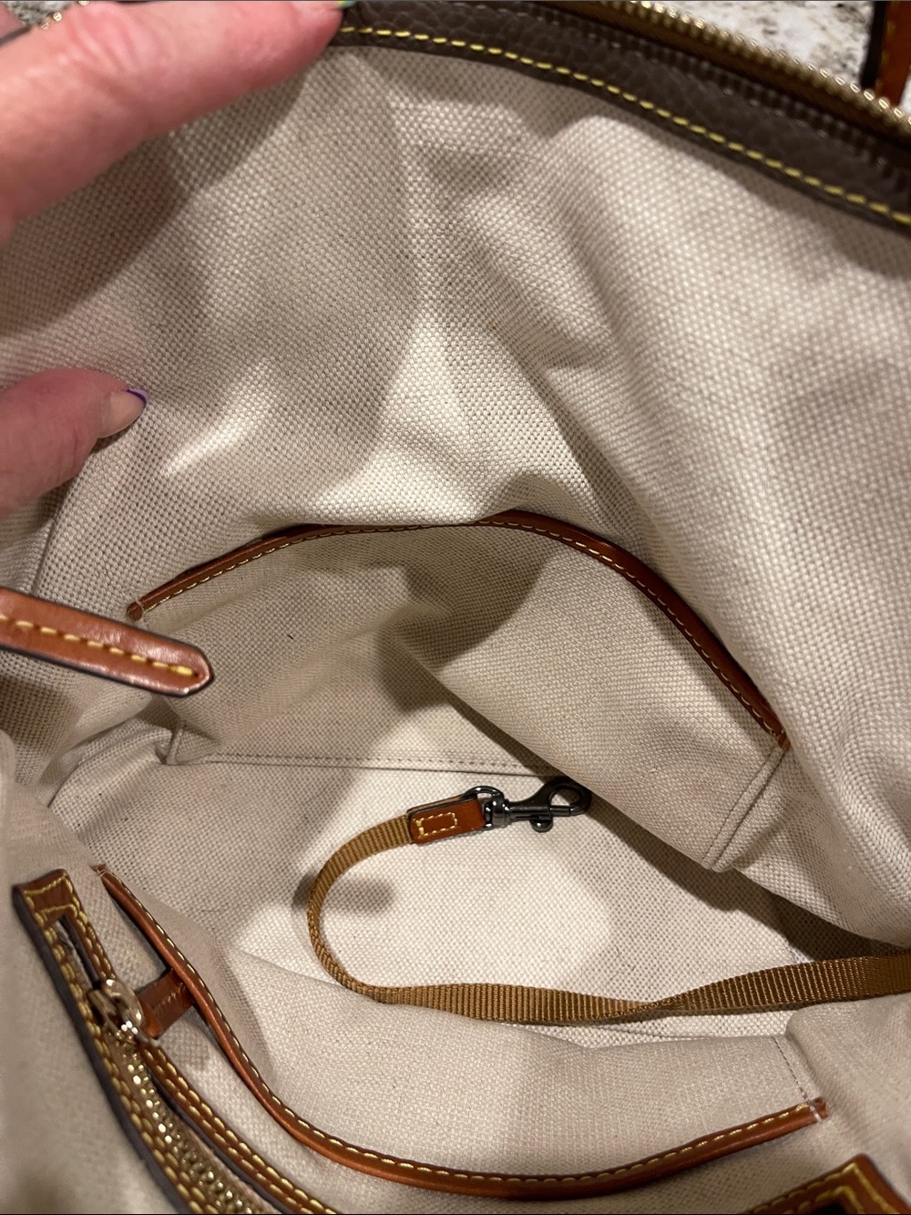 Dooney & Bourke Tall Domed Pebbled Leather Satchel in Elephant with wallet - Picture 14 of 16